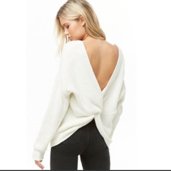 Forever 21 Sweaters - NWT white chenille twist back sweater